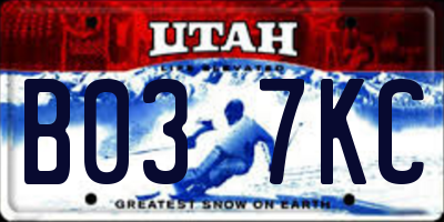 UT license plate B037KC