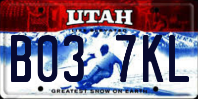 UT license plate B037KL