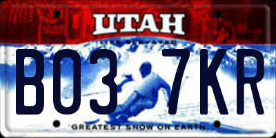 UT license plate B037KR