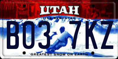 UT license plate B037KZ