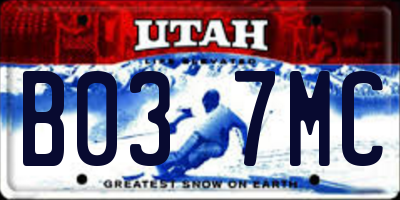 UT license plate B037MC