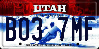 UT license plate B037MF