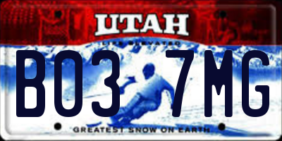 UT license plate B037MG