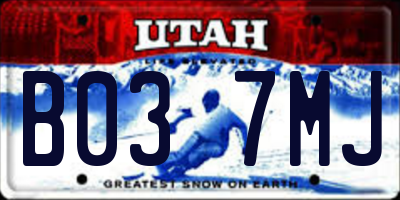UT license plate B037MJ
