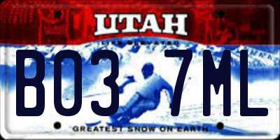 UT license plate B037ML