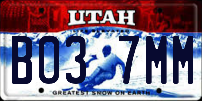 UT license plate B037MM