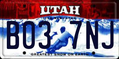 UT license plate B037NJ