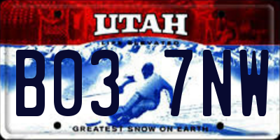 UT license plate B037NW