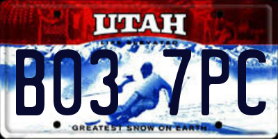UT license plate B037PC
