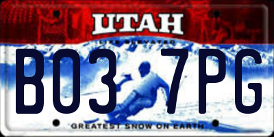 UT license plate B037PG