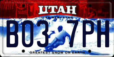 UT license plate B037PH