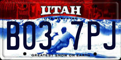 UT license plate B037PJ