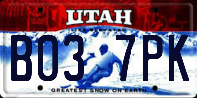 UT license plate B037PK