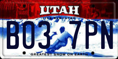 UT license plate B037PN