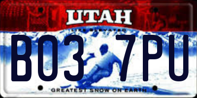 UT license plate B037PU