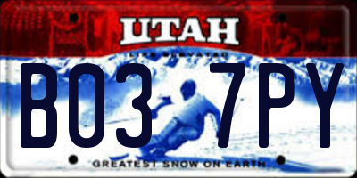 UT license plate B037PY