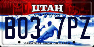 UT license plate B037PZ