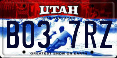 UT license plate B037RZ