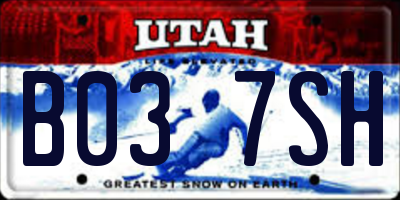 UT license plate B037SH