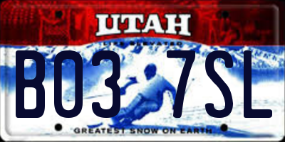 UT license plate B037SL