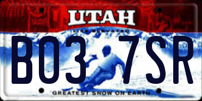 UT license plate B037SR
