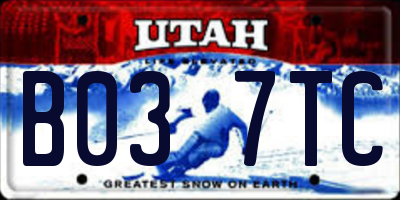 UT license plate B037TC