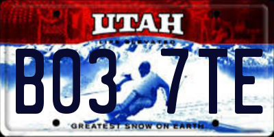 UT license plate B037TE