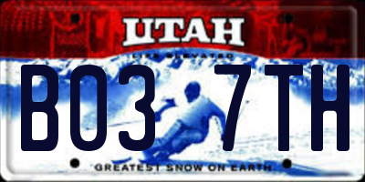 UT license plate B037TH