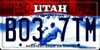 UT license plate B037TM