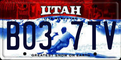 UT license plate B037TV