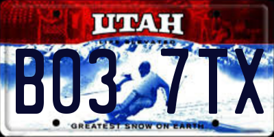 UT license plate B037TX