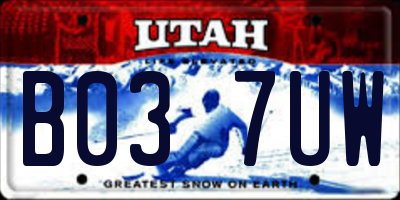 UT license plate B037UW