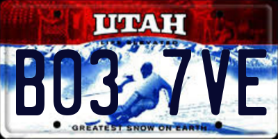 UT license plate B037VE