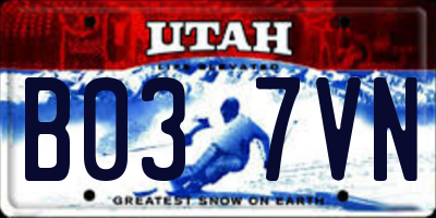 UT license plate B037VN