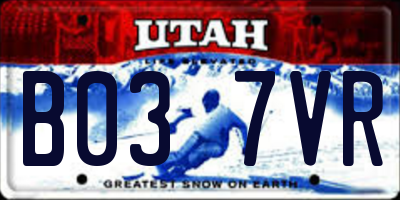 UT license plate B037VR