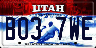 UT license plate B037WE