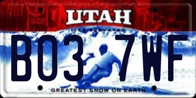 UT license plate B037WF