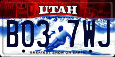 UT license plate B037WJ
