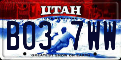UT license plate B037WW