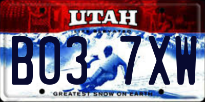 UT license plate B037XW