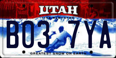 UT license plate B037YA