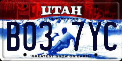 UT license plate B037YC