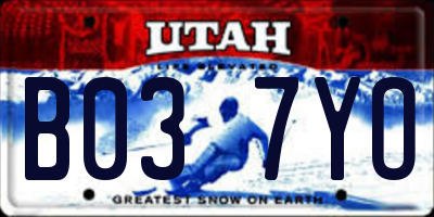 UT license plate B037YO