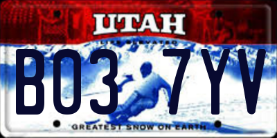 UT license plate B037YV