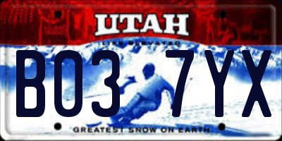 UT license plate B037YX