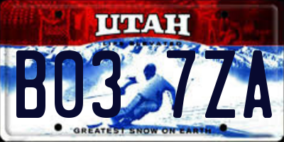 UT license plate B037ZA