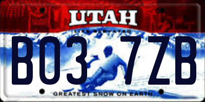 UT license plate B037ZB