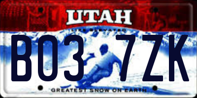 UT license plate B037ZK