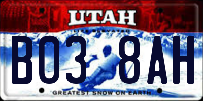 UT license plate B038AH