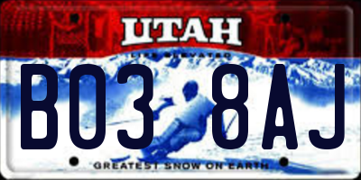 UT license plate B038AJ